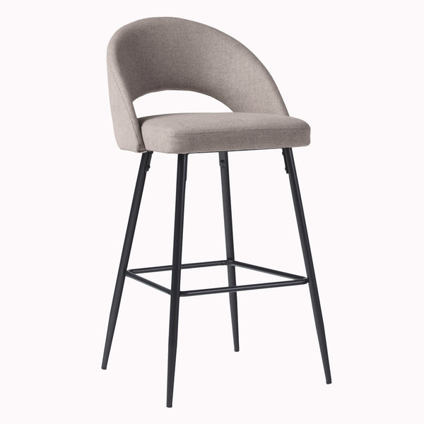 English Elm Walker Edison - Modern Mushroom Upholstered Bar Stool Set of 2 — Minimalist Rounded Back Comfort, Steel Frame, Cutout Seat, Lightweight, 30-Min Assemble B185P169045