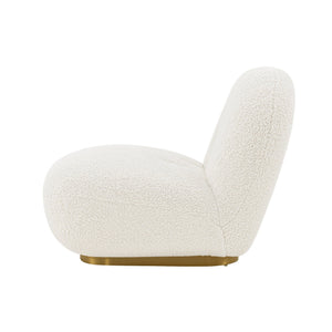 English Elm Edina Boucle Lounge Chair White — Luxurious Bouclé, Brushed Gold Base, 440 lb Capacity, Ready-to-Use B365P397977