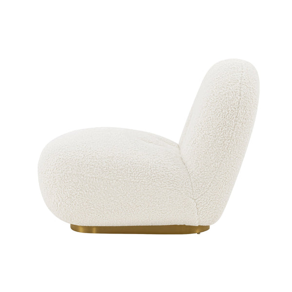 English Elm Edina Boucle Lounge Chair White — Luxurious Bouclé, Brushed Gold Base, 440 lb Capacity, Ready-to-Use B365P397977
