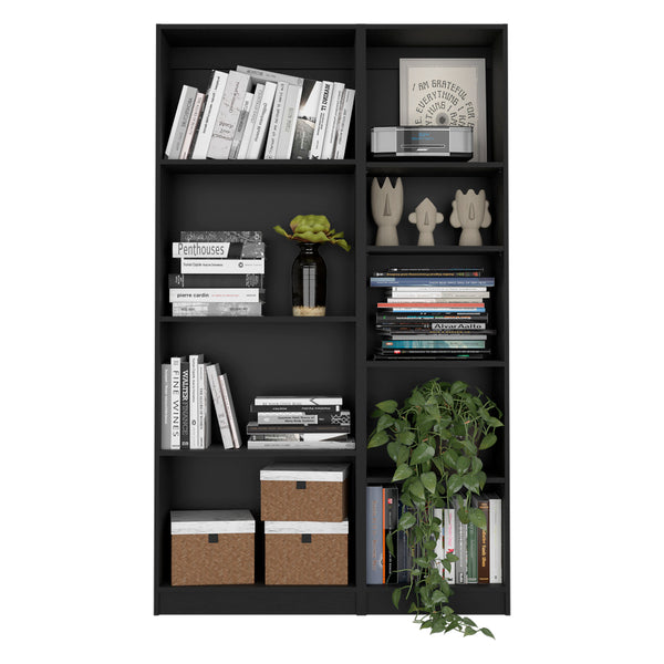 English Elm 2 Piece Bookcase Set with 9 Shelves – Matte Finish Storage Cabinets, Durable Particleboard, Modern Chic Appeal Black 45 L x 16 W x 6 H B070S00223
