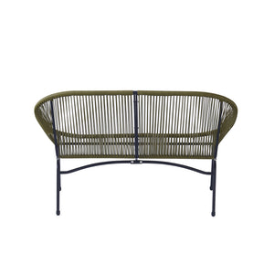 English Elm Christopher Knight Home® - CONDESSA Modern Outdoor Wicker Loveseat with Hammock Weave, Durable PE Rattan & Powder Coat Iron Frame Green N775P241727G