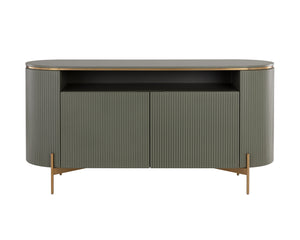 Sunpan Paloma Sideboard - Luxurious High Gloss Finish With Sculptural Design And Gold Accents For Modern Spaces Green Wood 110396