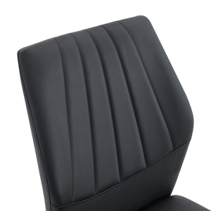 English Elm Set of 6 ergonomic dining chairs with shell-pattern back, 37" height, breathable tech fabric, sturdy metal legs and adjustable anti-slip feet for stable, comfortable seating during meals Black W1151P359599