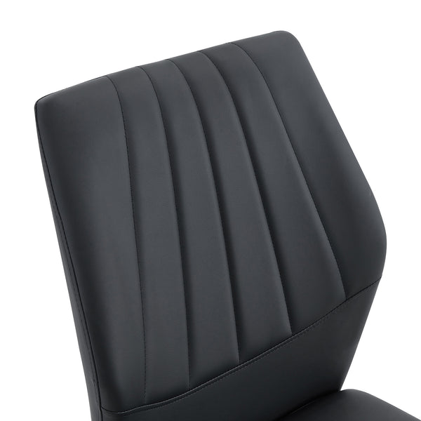 English Elm Set of 6 ergonomic dining chairs with shell-pattern back, 37" height, breathable tech fabric, sturdy metal legs and adjustable anti-slip feet for stable, comfortable seating during meals Black W1151P359599