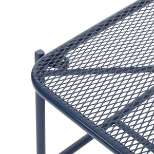 English Elm Kincaid Outdoor Iron Mesh Conversation Set Rust Resistant Patio Chairs with Side Table Navy Blue N775P392159N