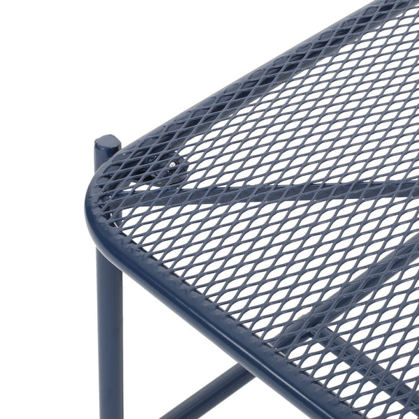 English Elm Kincaid Outdoor Iron Mesh Conversation Set Rust Resistant Patio Chairs with Side Table Navy Blue N775P392159N