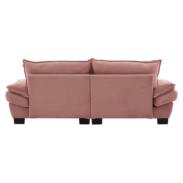 English Elm Corduroy Modern Sofa Sleeper Loveseat with Double-Layer Cushions, Two Pillows, Sturdy Frame 84" Pink W676P227339