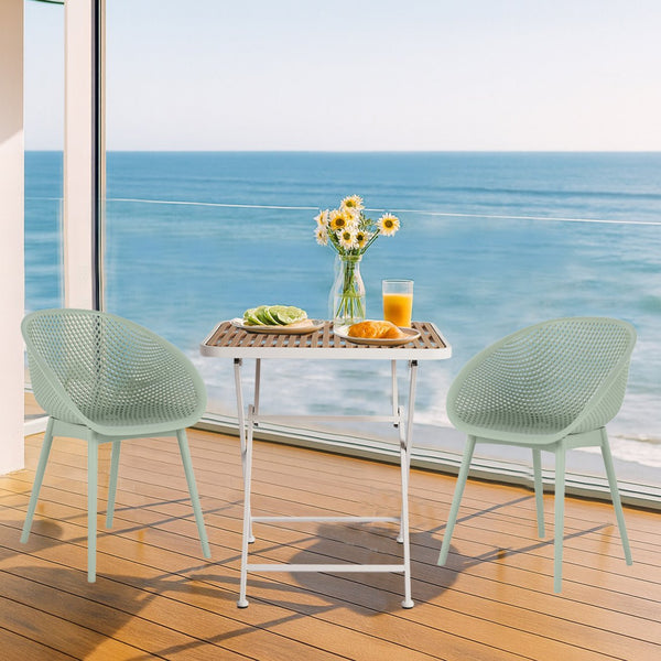 English Elm 2-Pack Modern Lounge Chairs with 55" Long Weatherproof Table — UV-Resistant, Ergonomic, Easy Assembly khaki,Pale Green,White W3450S00015
