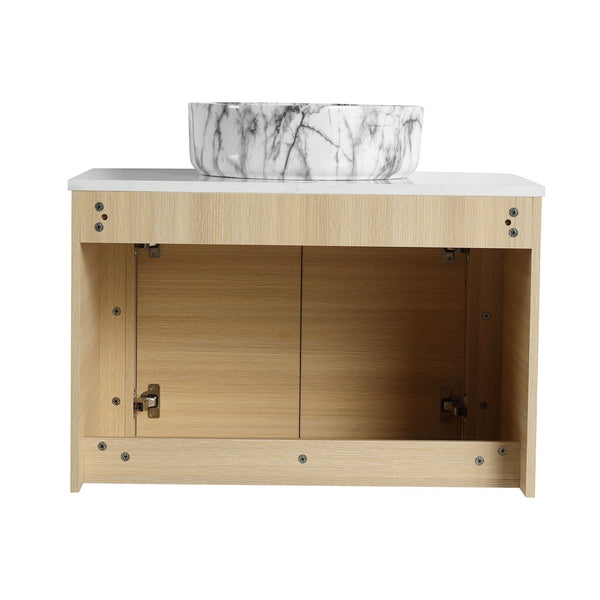 English Elm 30'' Wall-Mounted Bathroom Vanity With Ceramic Art Sink & Soft-Close Doors For Modern Spaces W999S00465
