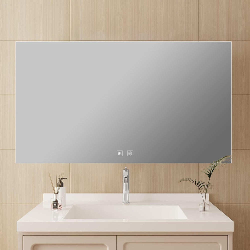 English Elm Vellum Frameless Led Backlit Vanity Mirror with Defogger for Spa Bath Spaces B2731P478343