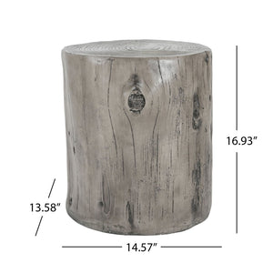 English Elm Mgo Tree Stump Side Table Lightweight Concrete Gray Wood Grain Finish Outdoor Indoor N776P372339G