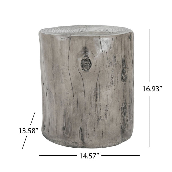English Elm Mgo Tree Stump Side Table Lightweight Concrete Gray Wood Grain Finish Outdoor Indoor N776P372339G