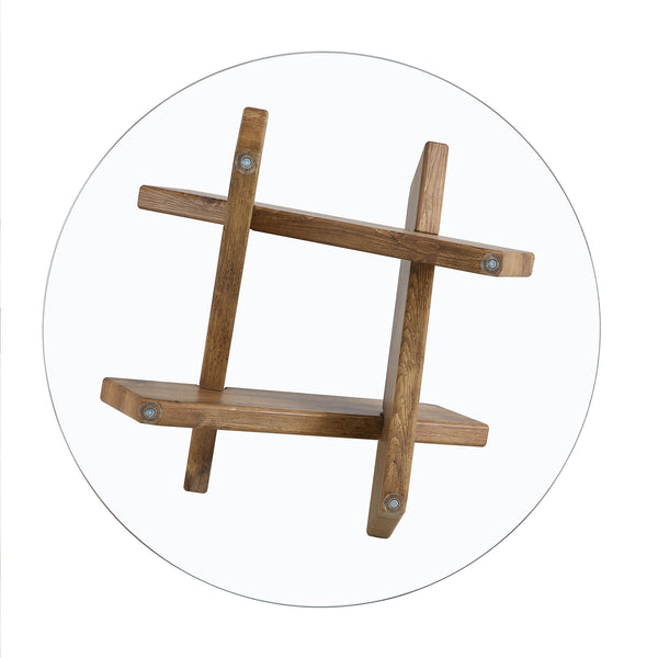 English Elm Circular glass coffee table 33.4" Modern round tempered glass top with wood MDF legs, 130 lb capacity, easy assembly W1151P143350