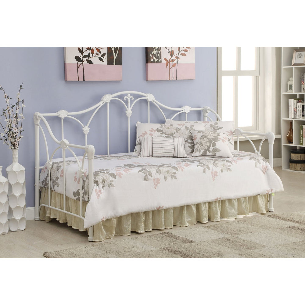 English Elm Linsley Romantic White Twin Metal Arched Daybed with Floral Accents, Charming Cottage Style Guest or Girls Room B062P340741