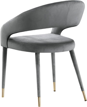 English Elm Modern Velvet Upholstered Dining Chair Set Arched Back Gold Tipped Wooden Legs Gray B011P439062