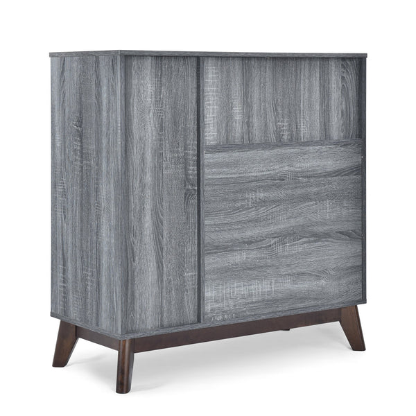 English Elm Christopher Knight Home® - CABINET mid-century modern faux wood storage console with splayed legs, drawers & cubby shelves Grey 67351.00SONGRY