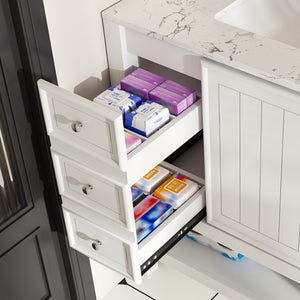 English Elm Modern 37" Bathroom Vanity With Carrara White Top - Sleek, Functional Storage & Easy Assembly! W509S00136