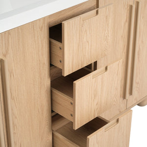 English Elm [video] 59 Inch Double Sink Vanity with Wood Grain Mdf Soft Close Doors and Resin Basins N759S425430N