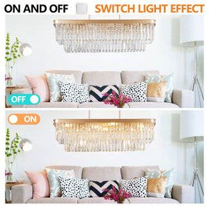 English Elm Chandeliers,Rectangular Crystal Chandelier Adjustable Modern Industrial Iron Frame Pendant Light for Kitchen Dining Room Bedroom PMID Gold W2312P368691