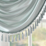 Madison Park Elena Traditional Faux Silk Waterfall Embellished Valance MP41-4961 Dusty Aqua