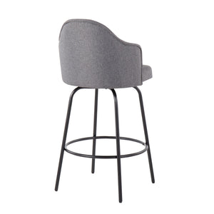 English Elm Ahoy Modern Counter Stool Set Of 2 In Black Metal & Grey Fabric - Stylish, Durable & Compact Design B202S00153