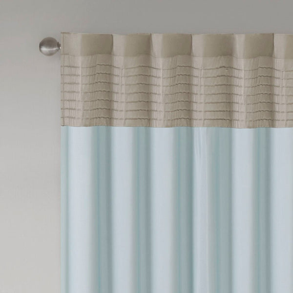 English Elm Polyoni Pintuck Curtain Panel - Elegant Striped Design, Light-Filtering, Versatile Hanging Options B03598066-GIGA