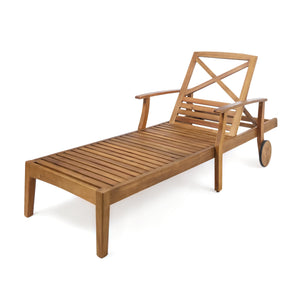 English Elm Christopher Knight Home® - PERLA Teak Acacia Chaise Lounge with Wheels – Outdoor Patio Wood Recliner, Mix‑and‑Match Cushions, Single/Set Options 61724.00WTC