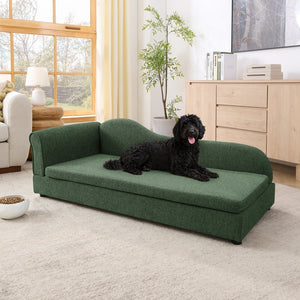 English Elm Oversized Linen Pet Sofa with Wave Backrest for Large Dogs in Modern Living Rooms W487P430330