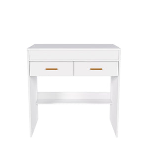 English Elm Flip Top Makeup Vanity Desk with Led Mirror Built-in Outlet and Jewelry Hooks W2699P404630