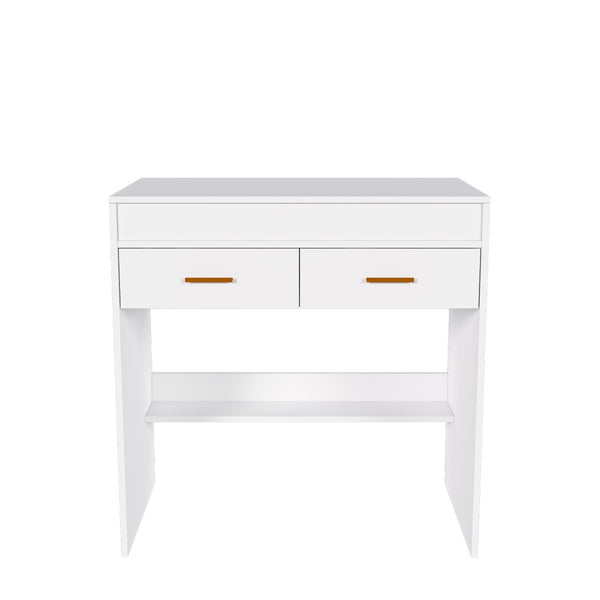English Elm Flip Top Makeup Vanity Desk with Led Mirror Built-in Outlet and Jewelry Hooks W2699P404630