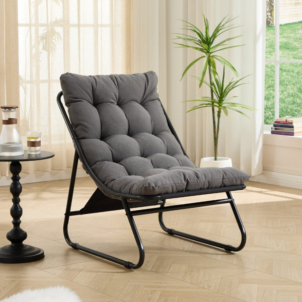 English Elm Patio Sling Recliner Set with Ottoman Steel Frame Mesh Seat Cushioned Modern Lounge W640P443483