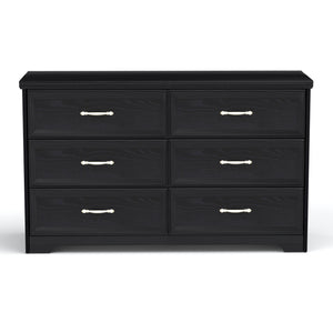 English Elm Modern Antique-Style 3-Drawer Chest with Gold Frame Knobs, Waterproof MDF, Anti-Tip Safety Design Black W1668P162670
