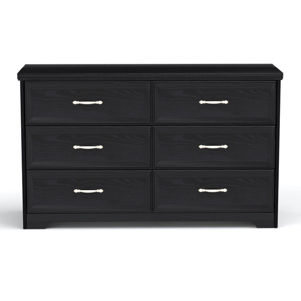 English Elm Modern Antique-Style 3-Drawer Chest with Gold Frame Knobs, Waterproof MDF, Anti-Tip Safety Design Black W1668P162670