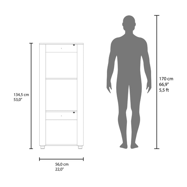 English Elm Hyder Two-tone Oak Vertical Bookcase with Concealed Doors and Open Display Shelf B097P474310
