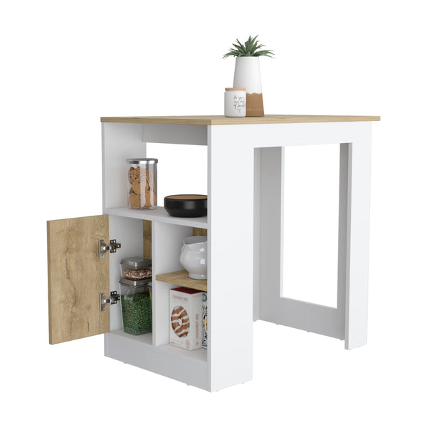English Elm Stirling Kitchen Island with 36.2" Top, Push-to-Open Cabinet, 3 Side Shelves Multicolor Prep Hub B200P188868
