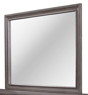 English Elm RYDER Large Grey Wall Mirror with Beveled Glass and Solid Wood Trim — Stylish Oversized MDF Frame, Easy Mounting B201P215945