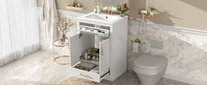 English Elm 24" Bathroom Vanity With Integrated Ceramic Sink, Sleek Storage Cabinet & Easy Assembly For Style N710P341037K