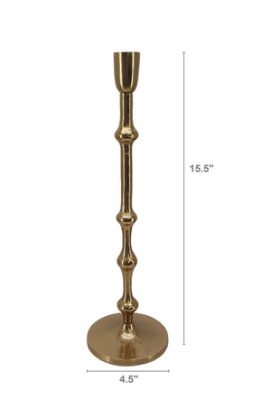 English Elm 4.5x15.5" Slender Aluminum Taper Candle Holder in Warm Bronze with Bead Accents for Elegant Decor W2078P359495