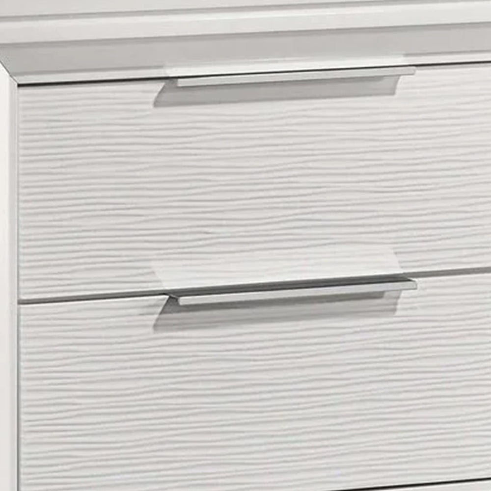 English Elm Ressy 2 Drawer Nightstand White Lacquer Tapered Legs Contemporary Bedroom Storage B056P417051