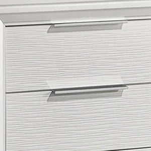 English Elm Ressy 2 Drawer Nightstand White Lacquer Tapered Legs Contemporary Bedroom Storage B056P417051