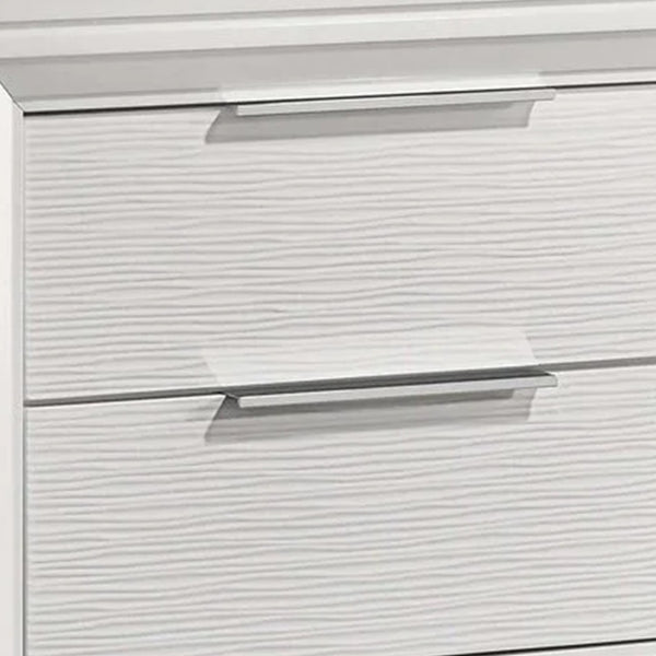 English Elm Ressy 2 Drawer Nightstand White Lacquer Tapered Legs Contemporary Bedroom Storage B056P417051