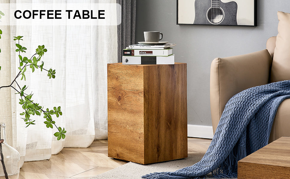 English Elm Elevate Modern Wood-Textured MDF Side Table, 11.8"x11.8"x19.6", No-Assembly, Versatile Accent Table W1151P242266