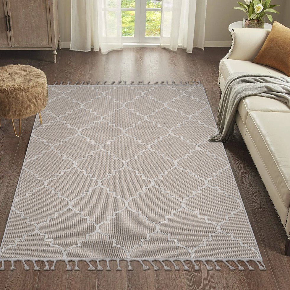 English Elm Guros Collection 8X10 Ivory Trellis Area Rug - Durable, Easy-Care Design For Indoor/Outdoor Spaces B189P183470
