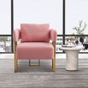 English Elm Ts Teddy Fleece Accent Chair Set Two Plush Seats Gold Square Legs Glam Decor Pink W2311P190459