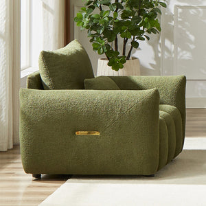 English Elm MH36.8''Teddy Modern lounge chair sofa with plush teddy upholstery, supportive wooden arms, 250lb capacity Green W1193P314009