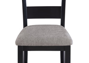 English Elm Rustic 5-Pc Counter Height Dining Set with Square Wood Top, Upholstered Ladder-Back Chairs, Chic Finish Black+Grey 44 L x 44 W x 18 H B011P186070