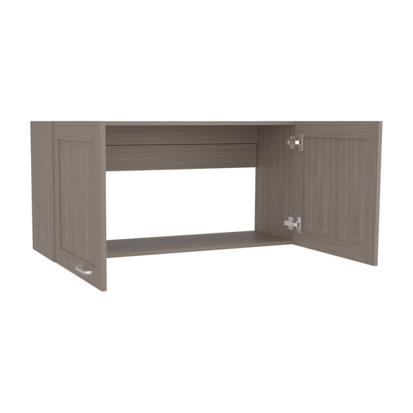 English Elm Utica Wall Cabinet with Mirrored Front and Clear Shelves for Modern Kitchen Organization and Durability Beige B092P309178