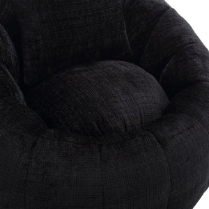 English Elm UNITED Cloud-Luxe Chenille Memory Foam Bean Bag Chair with Ottoman and Pillow for Ultimate Comfort Black W1568P361690