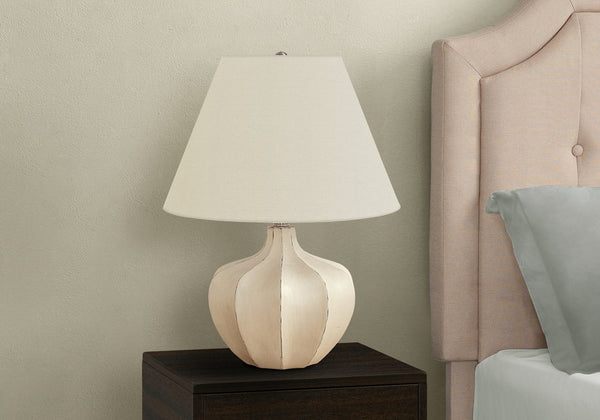 English Elm Lighting, Elegant 21" Cream Resin Table Lamp With Ivory Shade – Ideal For Home & Office Décor B2710P220149