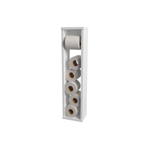 English Elm White Minimalist Toilet Paper Holder Wall Mounted 28" High Modern White Finish Particleboard Design B062P252178